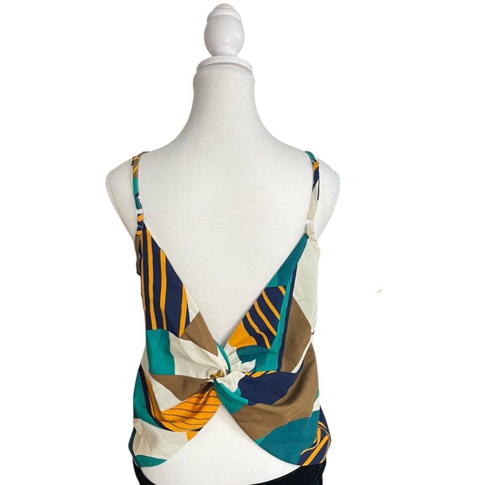 Hapsho Geometric Camisole Tank Top White Green Orange - Picture 3 of 5